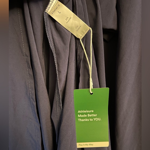 Halara Breezeful Blue Midi Dress L NWT Wrap V Neck Tie Waist Pockets Athleisure - Picture 4 of 6